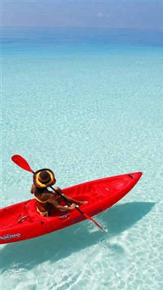 Man red kayak ocean hat - kodachrome free wallpaper
