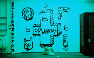 Cat sitting wall cross door - album cover free wallpaper for desktop