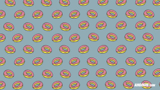 Donuts frosting pattern blue background - yellow free wallpaper