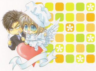 Anime couple heart banner flowers - flower and hearts free wallpaper