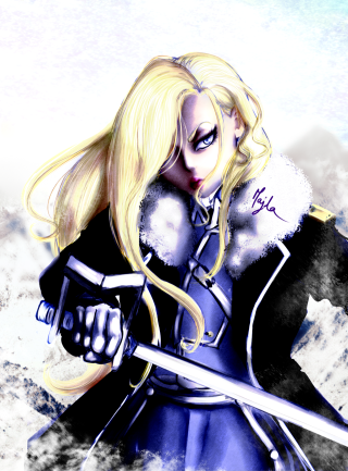 Woman sword sky background drawing - cloud and snow free wallpaper