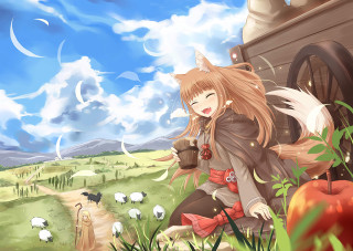 Girl long hair coffee field - free cats wallpaper for desktop