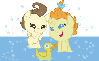 Cartoon characters water bubbles duckling - a couple of cartoon characters free wallpaper