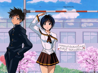 Anime couple cherry blossoms building - a couple of anime characters free wallpaper for desktop