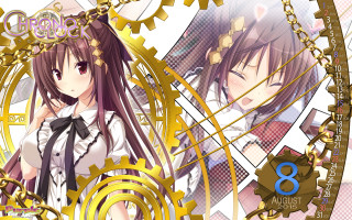 Anime couple clock gears characters 2 - high detail 8 k free wallpaper