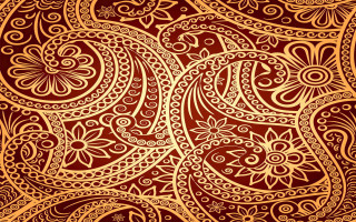 Brown yellow paisley pattern red - ornamental free wallpaper