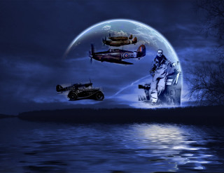 Man boat water car helicopter - a painting of a man free wallpaper for desktop