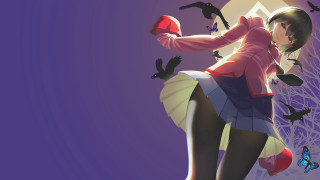 Woman skirt jacket hat bird - official art free wallpaper for desktop