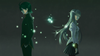 Anime characters dark room stars - a green light free wallpaper for desktop