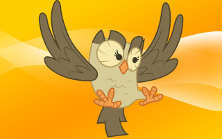 Cartoon owl wings spread eyes - sitting free wallpaper