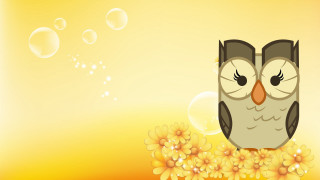Cartoon owl flower bubbles yellow - sunny day free wallpaper