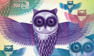 Colorful owl multicolored wings surrealism - its back free wallpaper for desktop