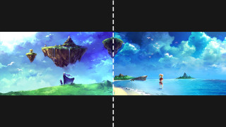 Man beach boat floating island - eden box free wallpaper