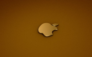 Gold apple logo brown background - the bottom of the image free wallpaper for desktop