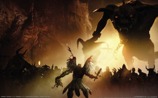 Demonic monsters cave light shining - a cave free wallpaper