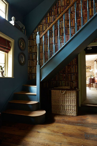 Staircase basket bookshelf clock wall - free architecture wallpaper for mobile