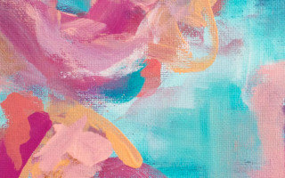 Pink flower blue background yellow - lyrical abstraction free wallpaper for desktop