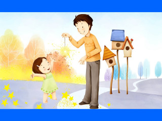 Man girl playing birdhouse pole - a little girl free wallpaper for desktop