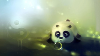 Panda bear ring bubbles background - soft painting free wallpaper