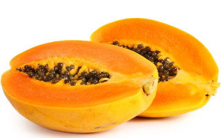 Cut in half papaya fruit - seed free wallpaper