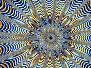 Blue yellow pattern black center - kinetic pointillism free wallpaper for desktop