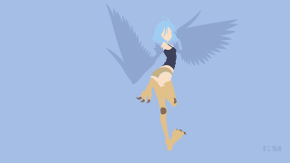 Woman blue hair black shirt - an angel free wallpaper