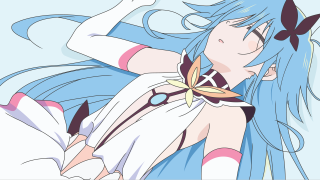 Blue hair woman butterfly white - a detailed drawing free wallpaper