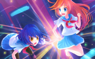 Anime girls purple room bright - a red hair free wallpaper