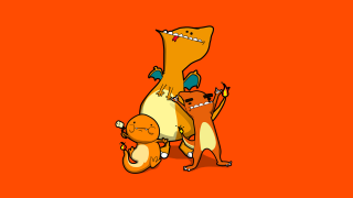 Cartoon animals group orange background - an orange background free wallpaper