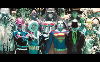 Costumed people masks black background - alex ross free wallpaper for desktop