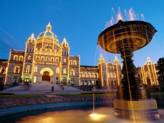 Fountain building lights night person - vancouver school free wallpaper