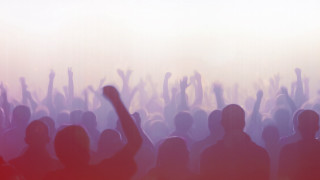 Concert crowd pink blue silhouette - dave kendall free wallpaper