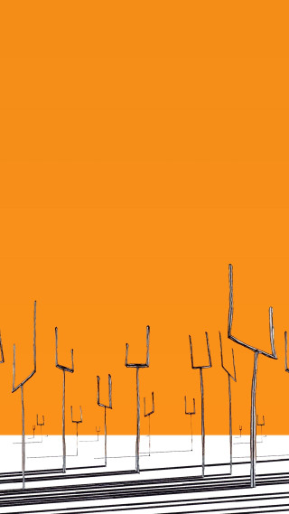 Metal poles orange white strip - bauhau free wallpaper for mobile