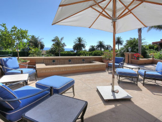 Patio blue chairs umbrella fire - a patio free wallpaper