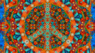 Psychedelic hologram autumn leaves flower - psychedelic art free wallpaper for desktop