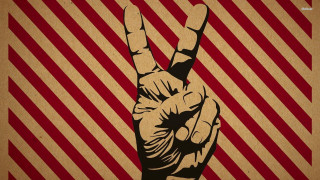 Peace sign red white striped 2 - emory douglas free wallpaper
