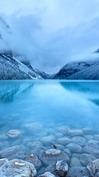 Lake mountains rocks cloudy sky 3 - anthony s waters free wallpaper for mobile