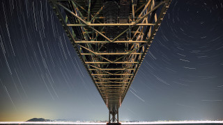 Long exposure bridge stars mountain - alson s. clark free wallpaper