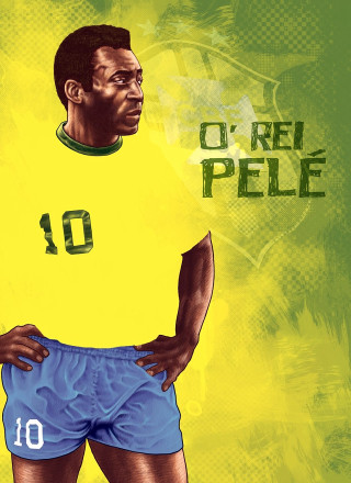 Soccer player yellow shirt blue - free retro wallpaper for mobile