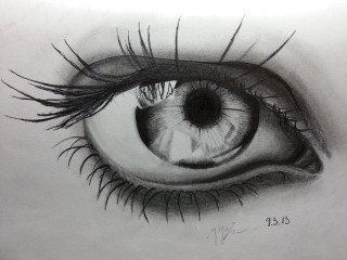 Eye long eyelashes black white - a charcoal drawing free wallpaper for desktop