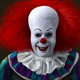 Creepy clown red hair white - plasticien free wallpaper for tablet