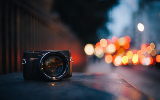 Camera ledge blurry lights moon - blurry free wallpaper