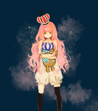 Girl pink hair crown drawing - toyism free wallpaper for tablet