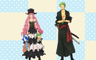 Anime characters blue white polka - polka dot free wallpaper