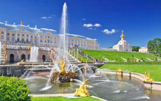 Neoclassical castle fountain cityscape blue - arkhip kuindzhi free wallpaper