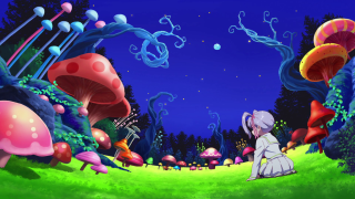 Woman white dress forest mushrooms - a forest free wallpaper for desktop