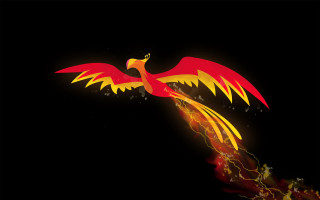 Fiery phoenix bird with embers - bird free wallpaper for desktop