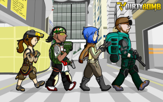 Cartoon people walking street gun - a cartoon style free wallpaper