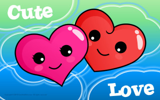Cute love two hearts faces - andries both free wallpaper