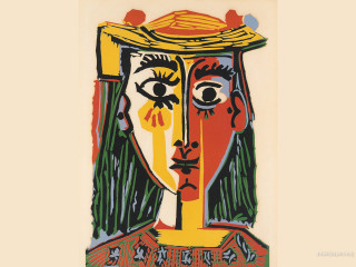 Woman hat yellow background red - head and shoulders portrait free wallpaper for desktop